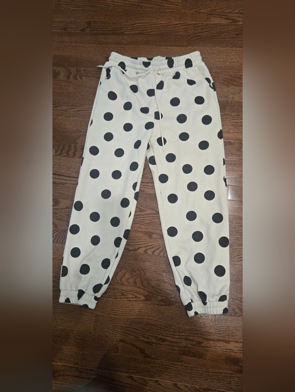 Poppy & Pine Polka Dot Jogger Pants - Black Dot on Cream
